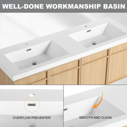 Wall-Mounted Vanity with Resin Sink Doors