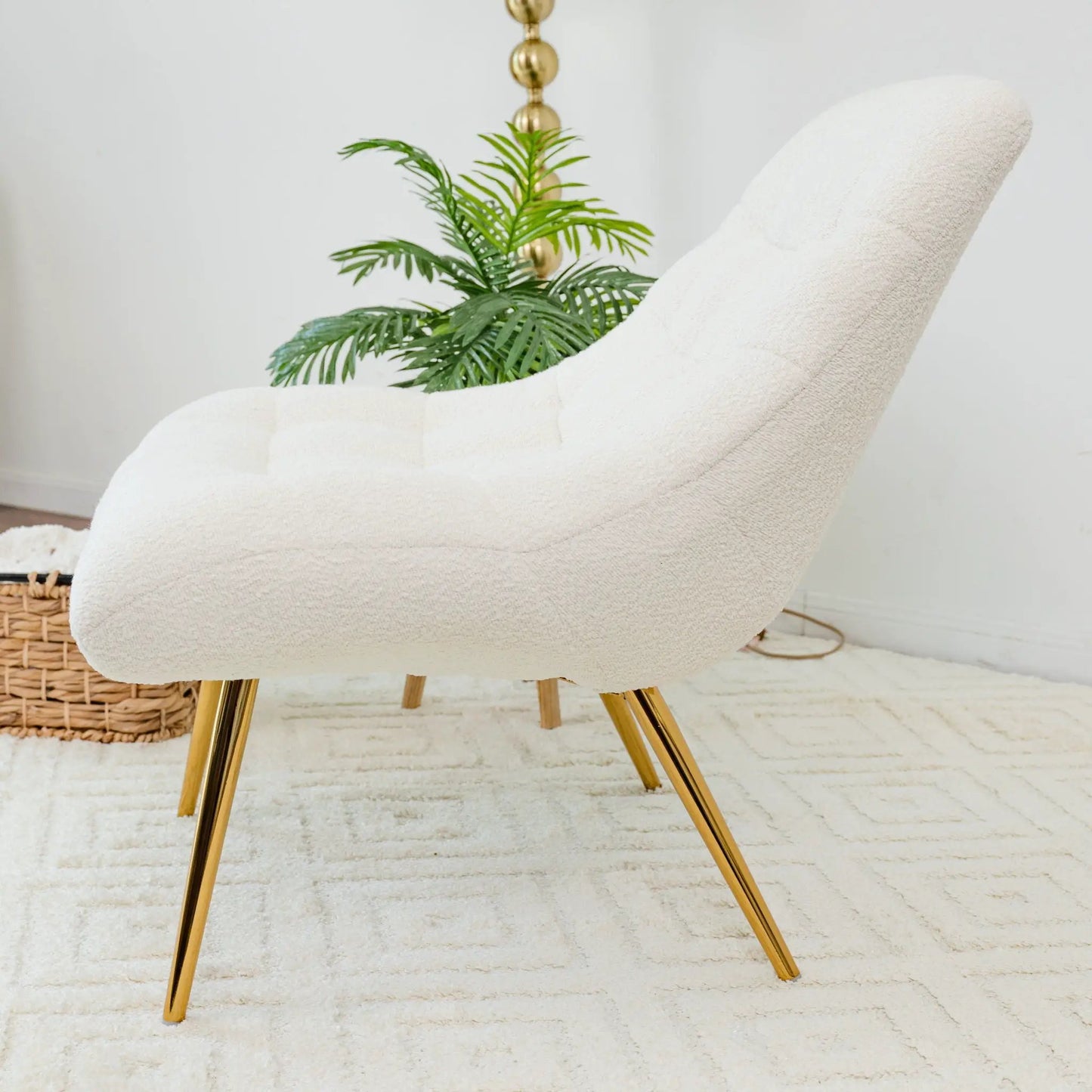Aubrey French Boucle Lounge Chair Gray Fabric
