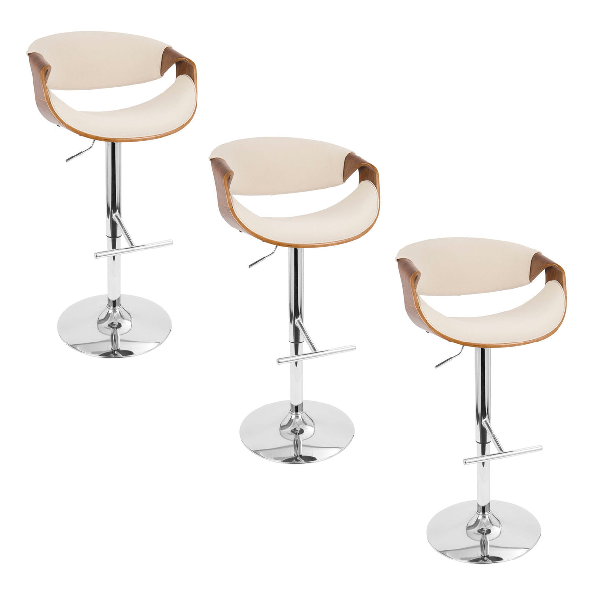 4-pack mid century modern adjustable swivel barstools with beige seats on Tampa Home & Garden Store