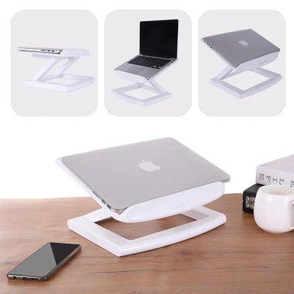 Portable notebook computer stand white plastic by FLIPSTYLEZLLC with MacBook, smartphone on desk on Tampa Home & Garden Store