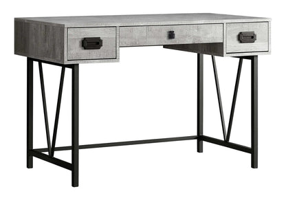 Writing desk with three drawers in gray finish and angled metal legs Unique Piece Furniture on Tampa Home & Garden Store