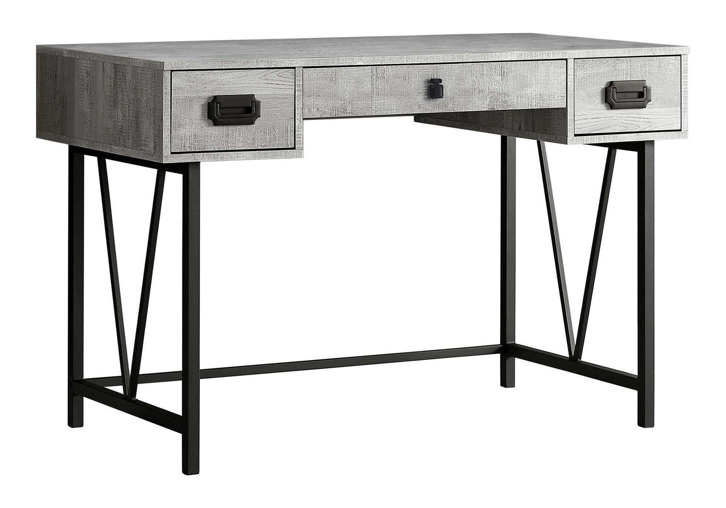 HouseOfZazla computer desk for home office with 2 storage drawers, gray wood finish on Tampa Home & Garden Store