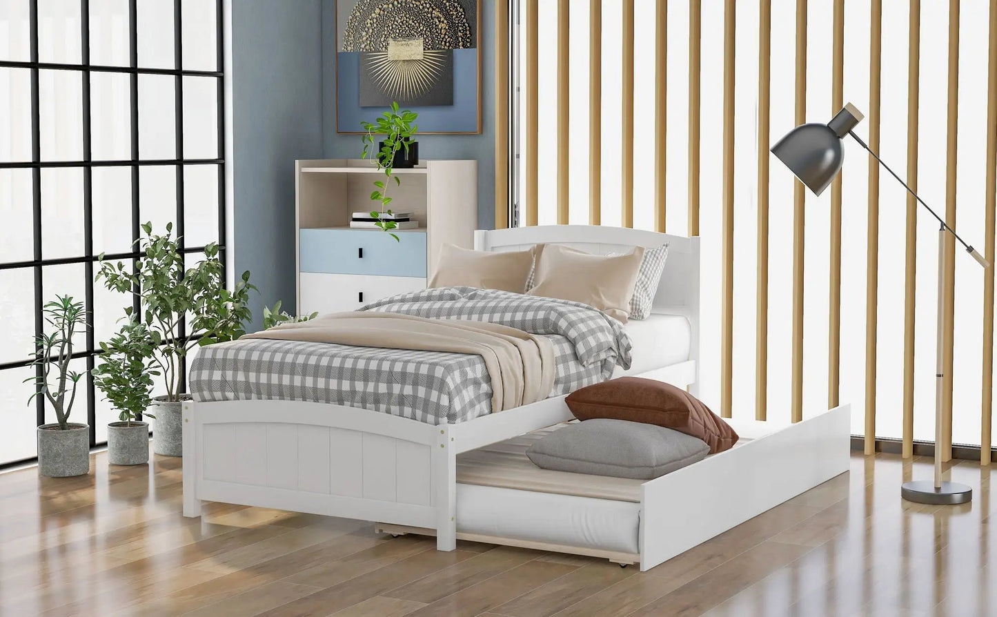 Platform Bed and Headboard With Footboard Slats