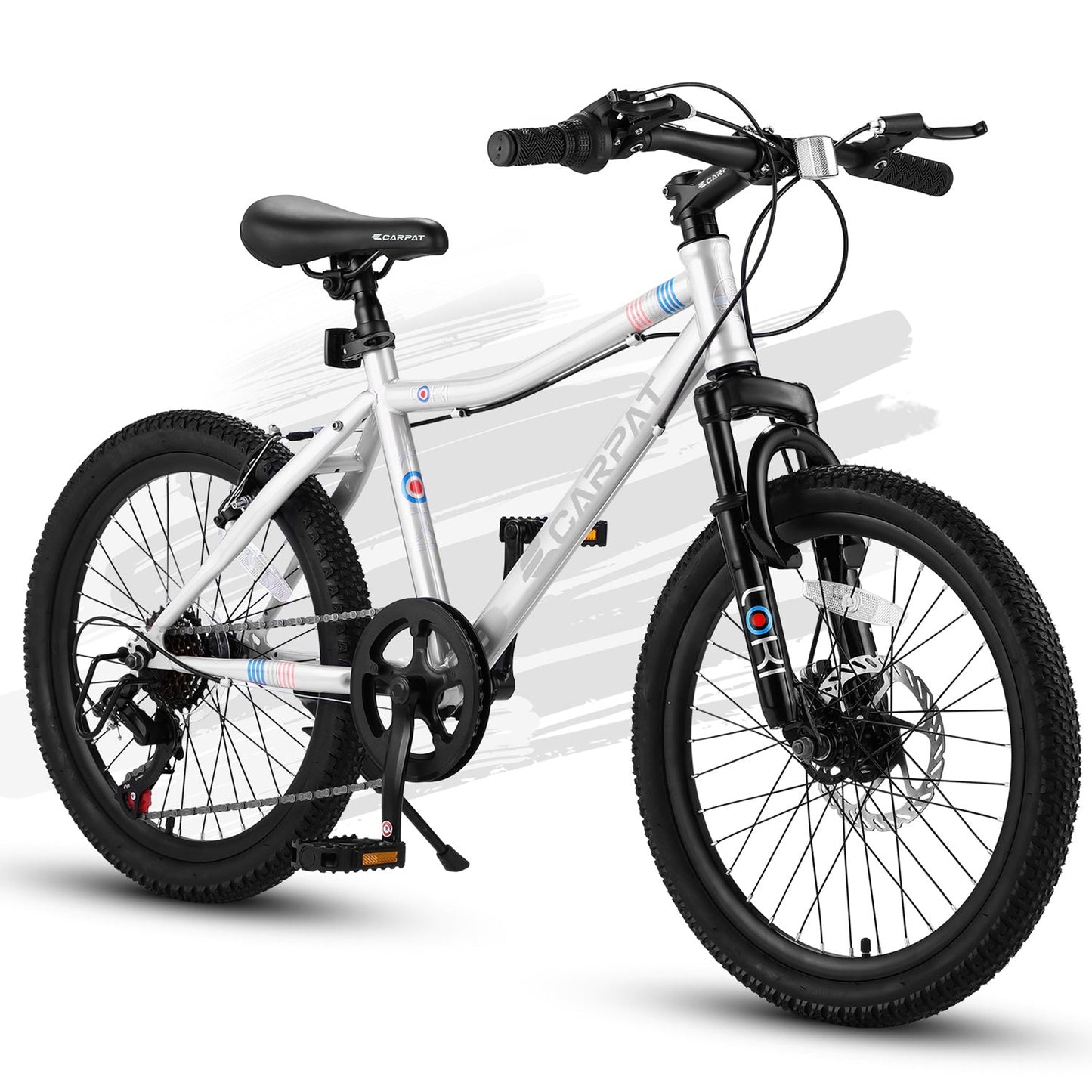 GemGear 20-inch kids mountain bike with front suspension, silver frame, 7-speed on Tampa Home & Garden Store