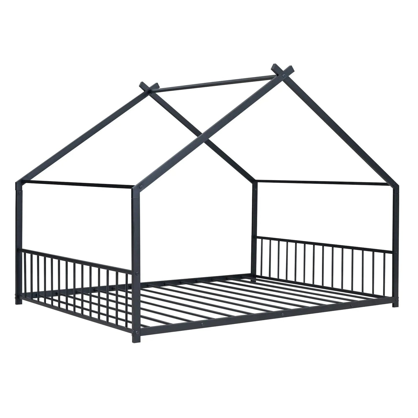 Metal House Bed frame in black finish with canopy rails, Unique Piece Furniture on Tampa Home & Garden Store