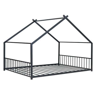 Metal House Bed frame in black finish with canopy rails, Unique Piece Furniture on Tampa Home & Garden Store