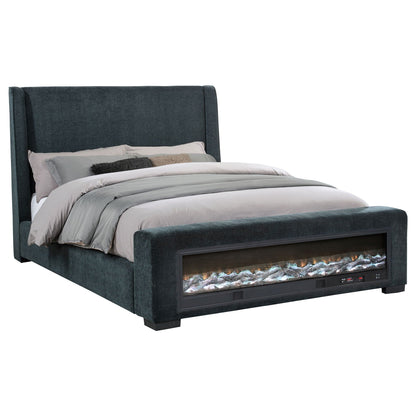 Modern Bed with Visual Flames and Bluetooth Audio