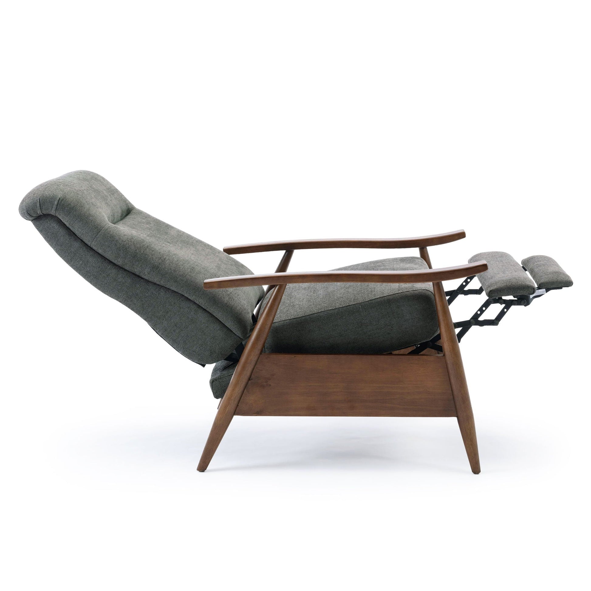 Sarasota Arm Push Back Recliner in gray fabric with wooden arms by HouseOfZazla on Tampa Home & Garden Store