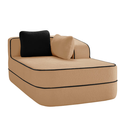 Elysees Right Chaise Sofa with Pillows in Teddy Camel Fabric by HouseOfZazla on Tampa Home & Garden Store