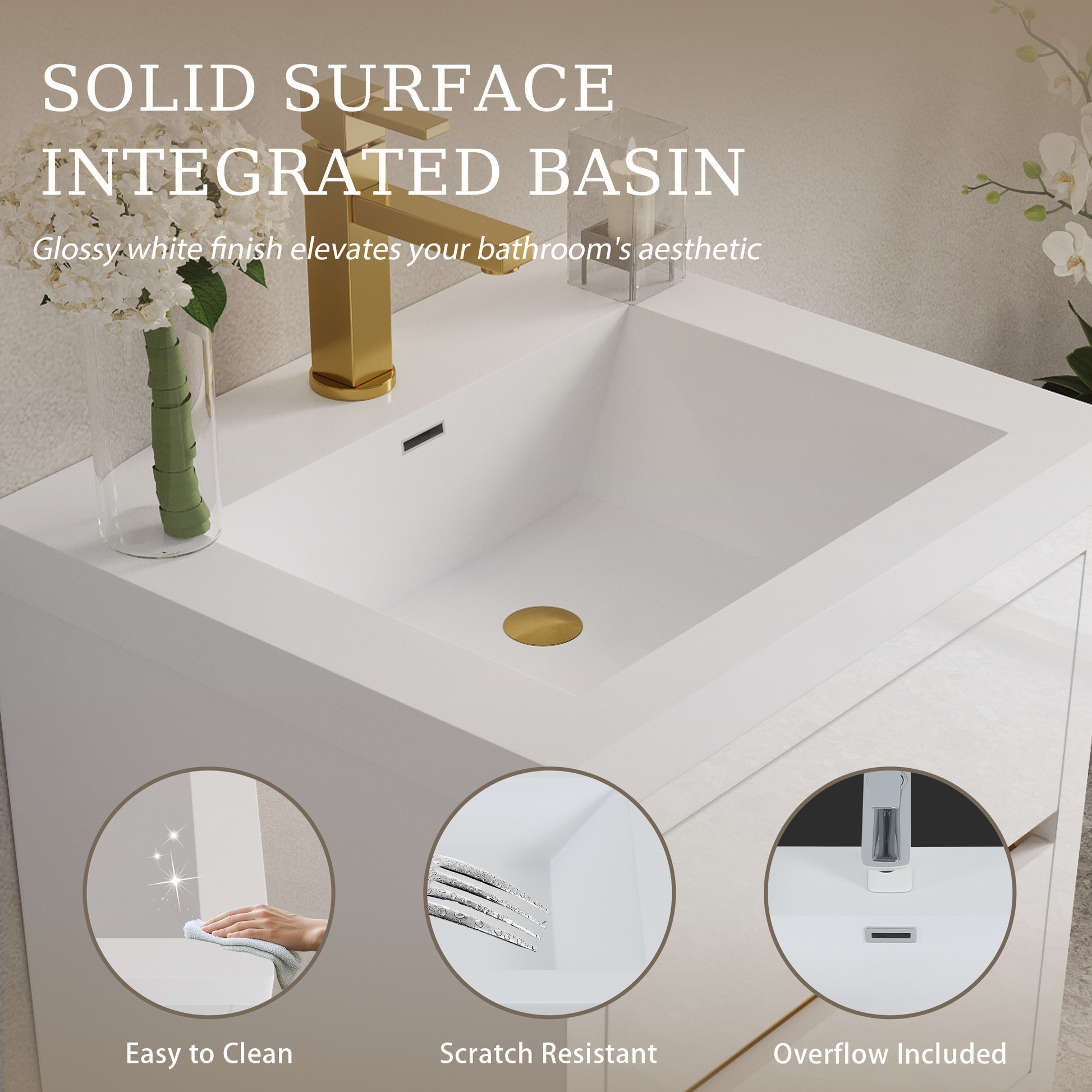 24-inch wall-mounted bathroom vanity with sink and storage cabinet, glossy white, HouseOfZazla on Tampa Home & Garden Store
