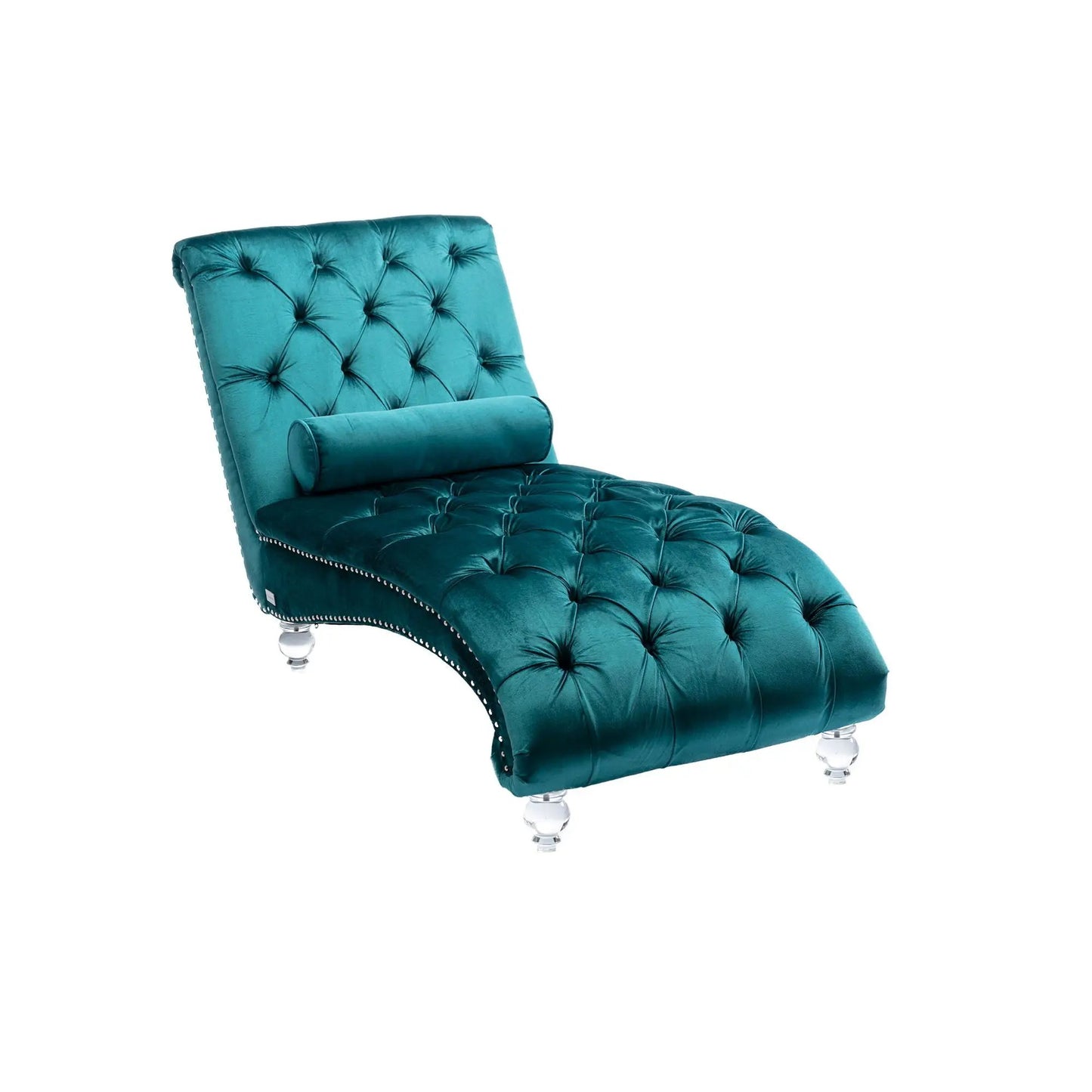 Indoor Chaise Lounge With Button Tufted Pillow