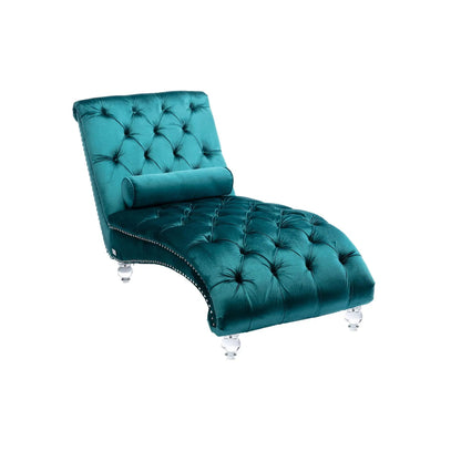 Indoor Chaise Lounge With Button Tufted Pillow