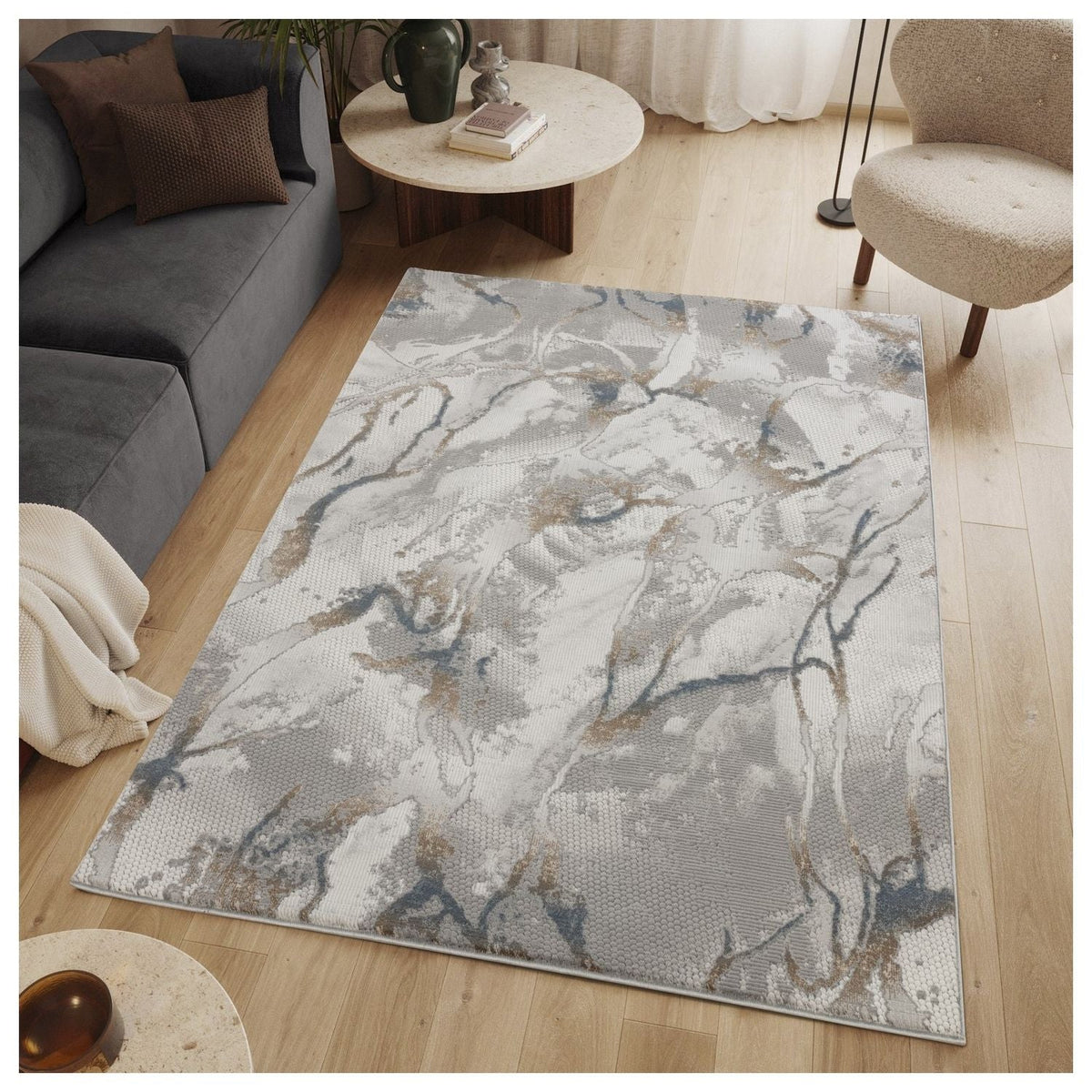 Geometrix Area Rug with 3D Effect in Gray abstract gray marble pattern, HouseOfZazla area rug on Tampa Home & Garden Store