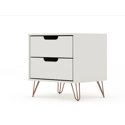 2-drawer accent nightstand with copper splayed legs in light gray by HouseOfZazla on Tampa Home & Garden Store