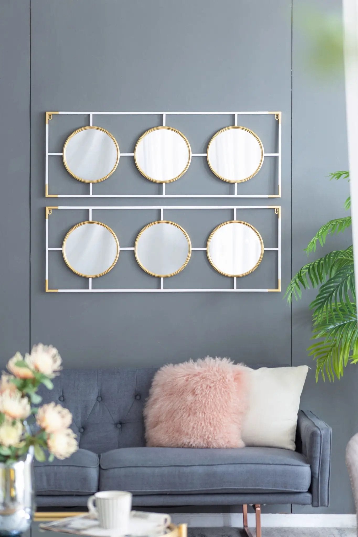Three Mirror Wall Decor in Rectangular Frame
