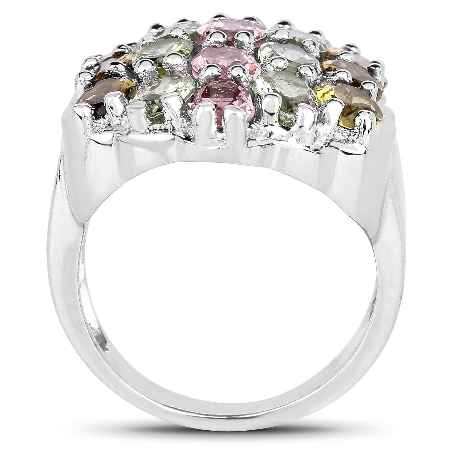 Ring featuring 6.74ct genuine brown pink and green tourmaline cluster in .925 sterling silver on Tampa Home & Garden Store