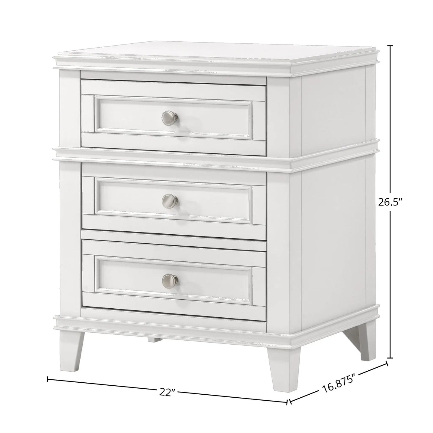 Three Drawer Nightstand with USB Charging Port