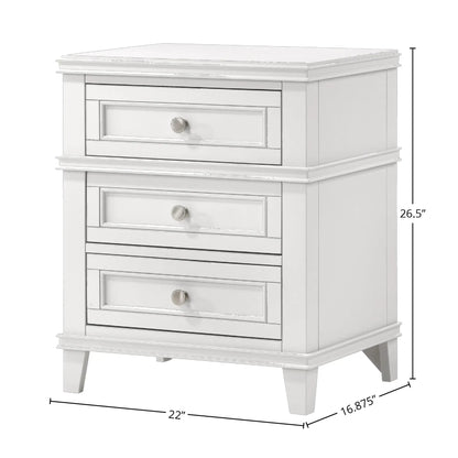 Three Drawer Nightstand with USB Charging Port
