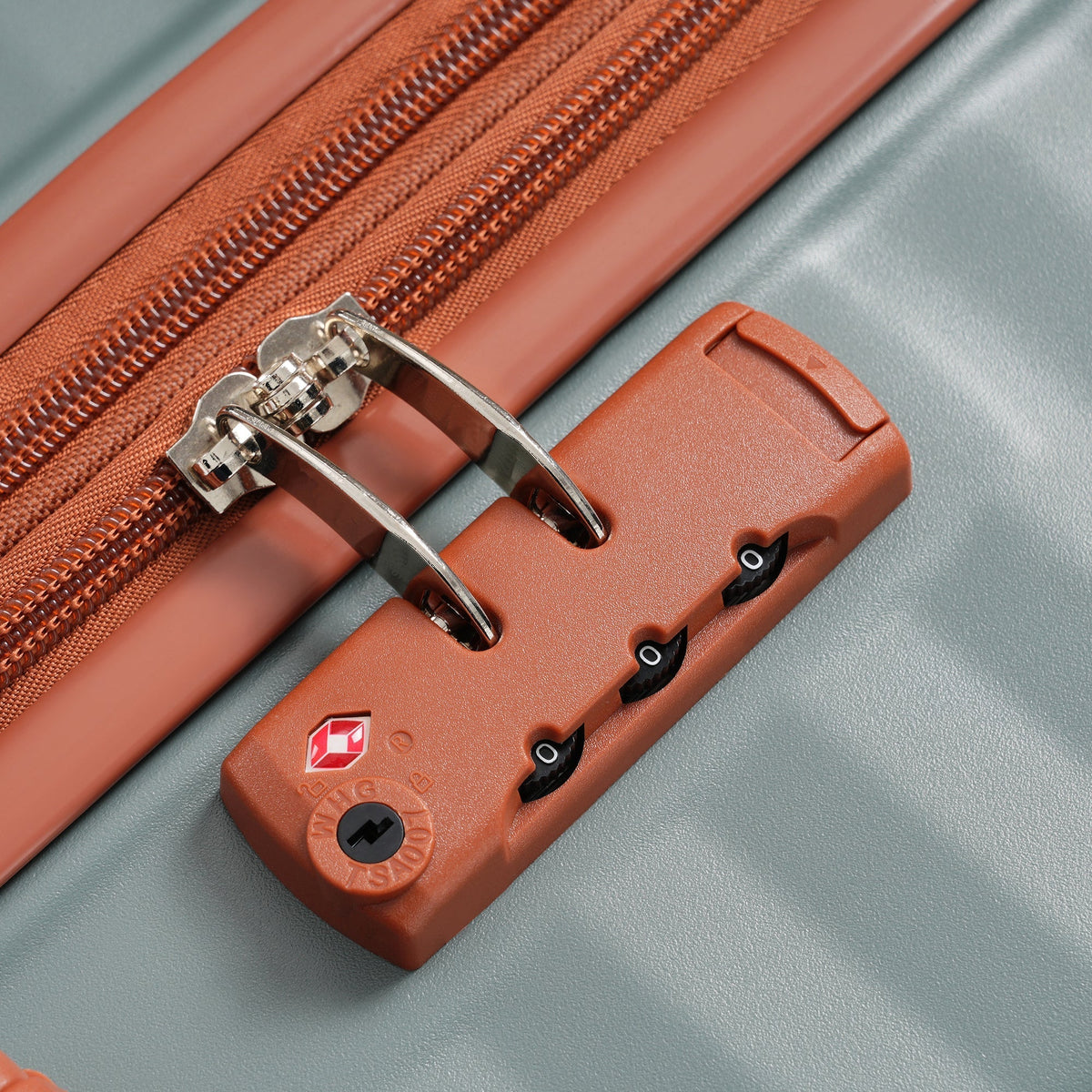Deluxe hard-side orange luggage set with zipper and TSA lock by HouseOfZazla on Tampa Home & Garden Store