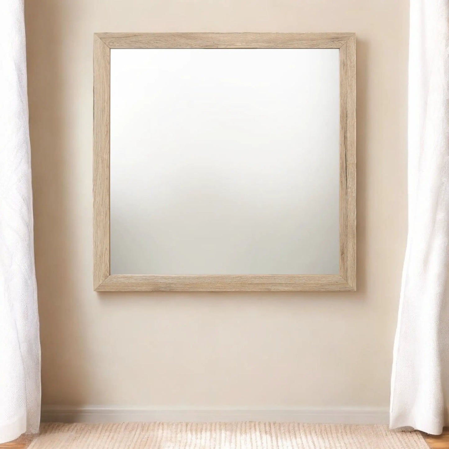 Miquell Versatile Orientation Mirror by Unique Piece Furniture in a light oak wood frame on Tampa Home & Garden Store