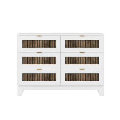 White farmhouse dresser with gold handles and dark wood slat-front panels on Tampa Home & Garden Store