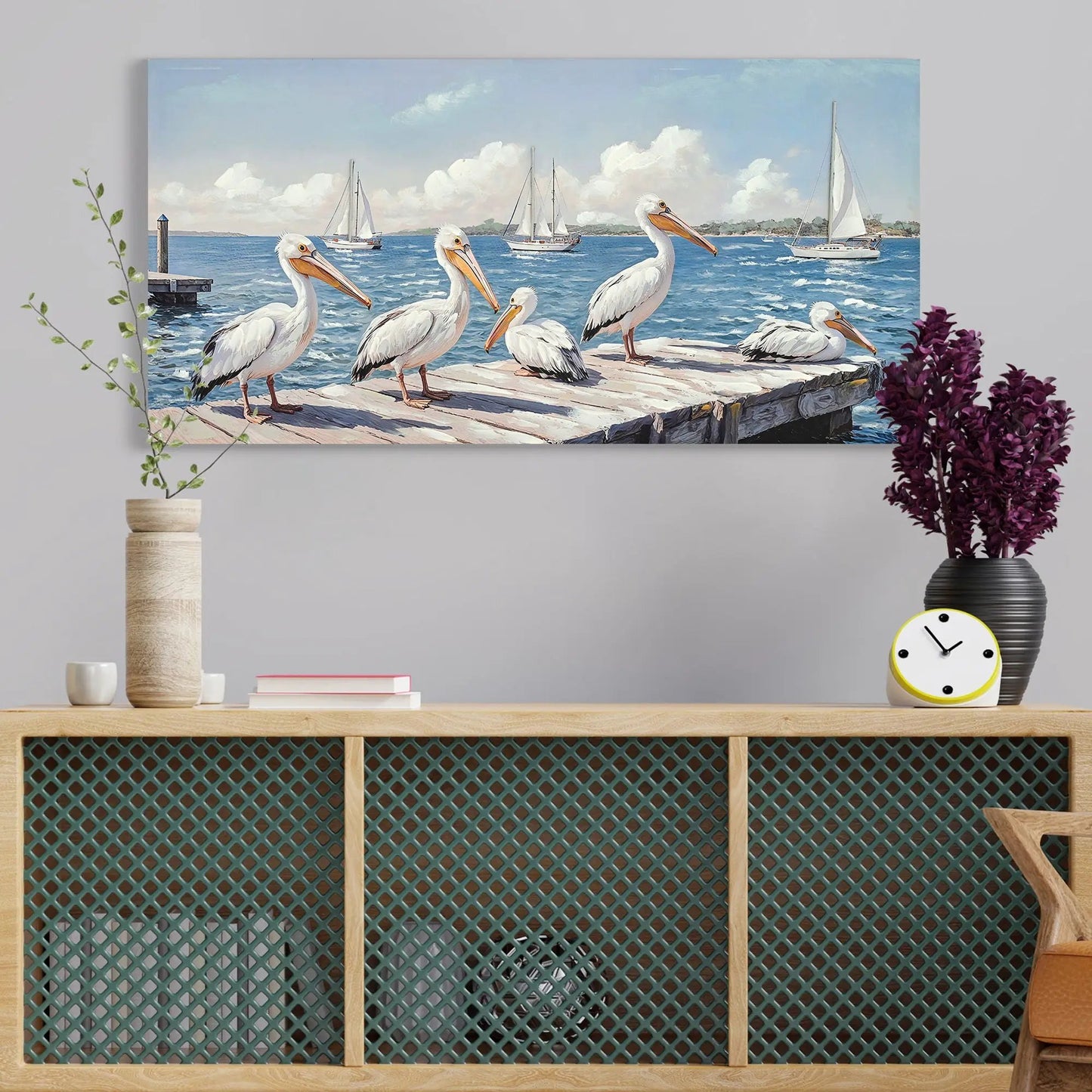 Beach Wall Art Ocean Seagull Canvas Living Room
