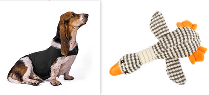 Pet Zen 2-item dog anxiety black vest and striped bone plush toy with orange tips on Tampa Home & Garden Store