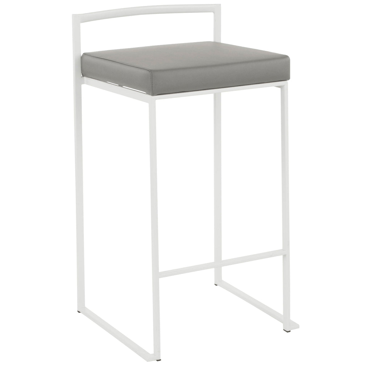Stackable Counter Stool with Padded Comfort Seat, gray cushion, white frame, HouseOfZazla on Tampa Home & Garden Store