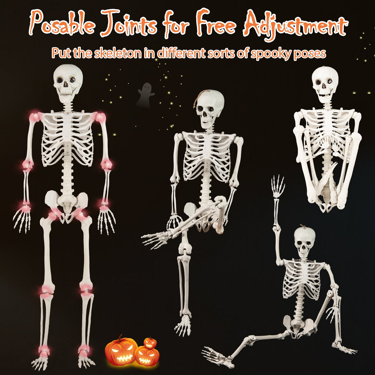 5.4 ft Halloween skeleton decoration life-size cardboard cutouts with posable joints; 3 skeletons on Tampa Home & Garden Store