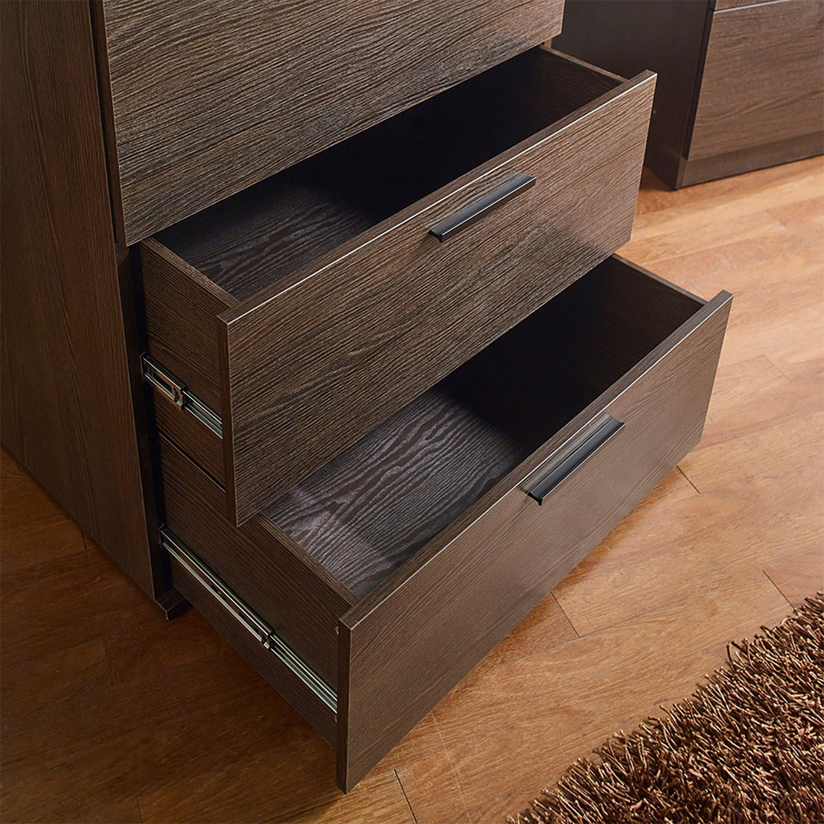 Oliver Farmhouse Jumbo Chest with 4 drawers in dark walnut finish, metal bar pulls HouseOfZazla on Tampa Home & Garden Store