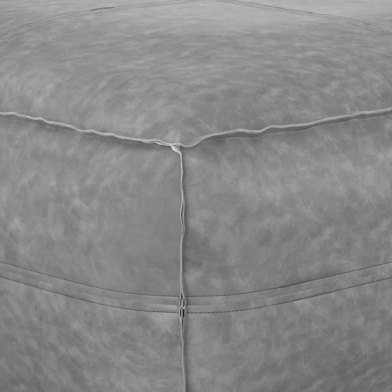 Brody Large Square Coffee Table Pouf gray faux leather with stitching Unique Piece on Tampa Home & Garden Store