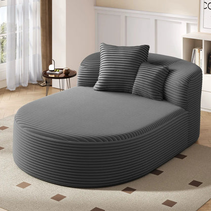 Modern Chaise Lounge Sofa Boneless with charcoal ribbed upholstery and supportive pillows on Tampa Home & Garden Store