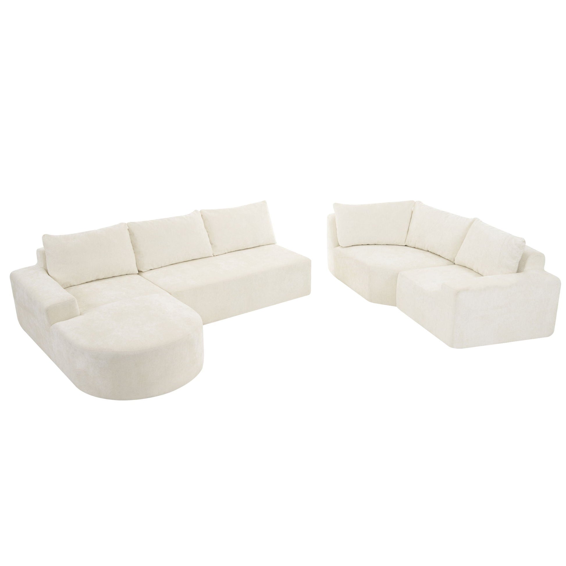 Modular Cloud Sectional Sofa Set, beige upholstered U-shaped couch with deep seats, HouseOfZazla on Tampa Home & Garden Store