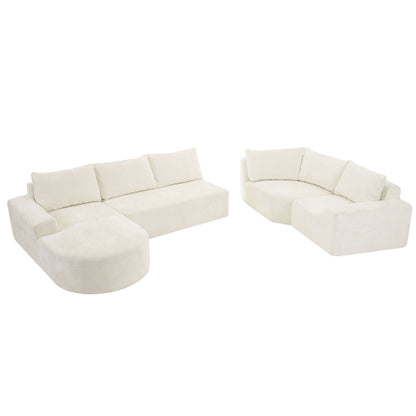 Modular Cloud Sectional Sofa Set, beige upholstered U-shaped couch with deep seats, HouseOfZazla on Tampa Home & Garden Store