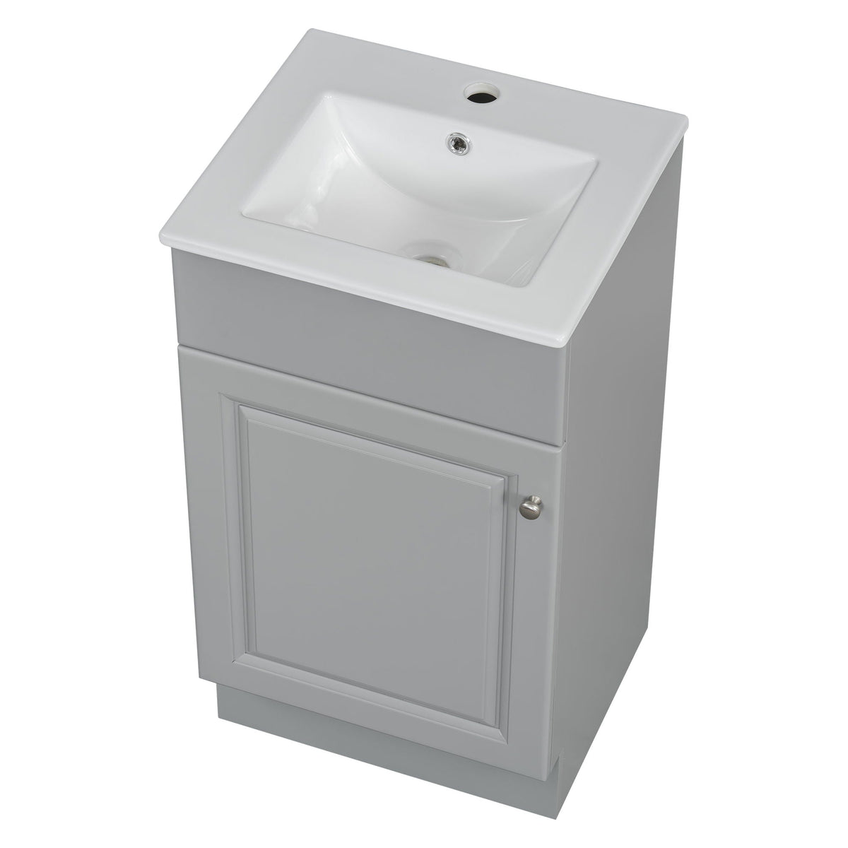 Bathroom vanity with sink in gray finish, white basin, by HouseOfZazla with adjustable shelf on Tampa Home & Garden Store