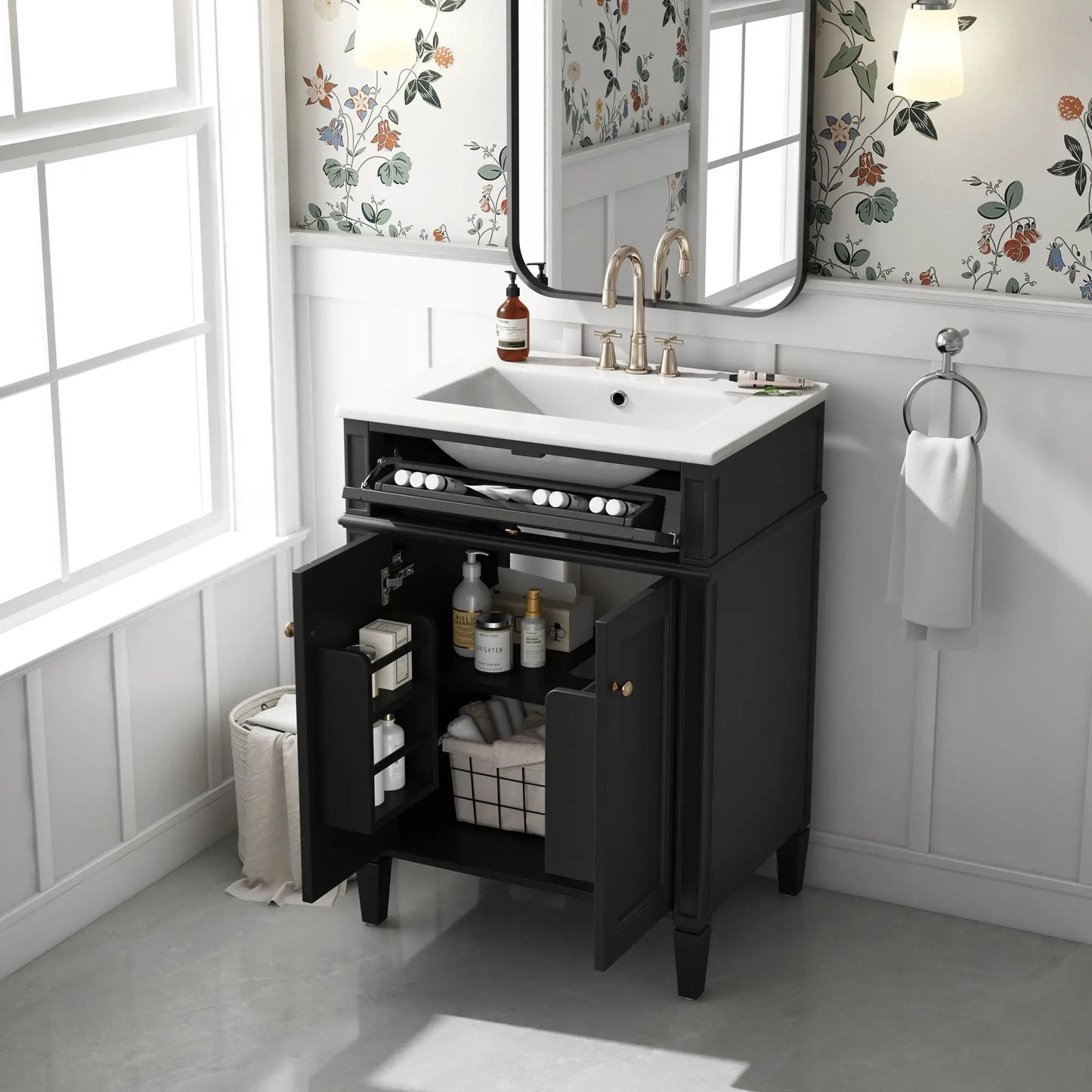 Bathroom Vanity With 2 Doors and Tip Out Drawer