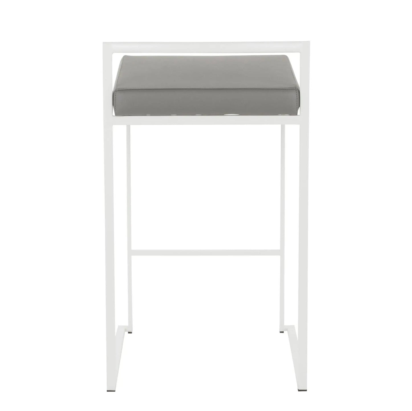 Fuji Simple Elegance Stackable Counter Stool with gray cushion and white frame on Tampa Home & Garden Store