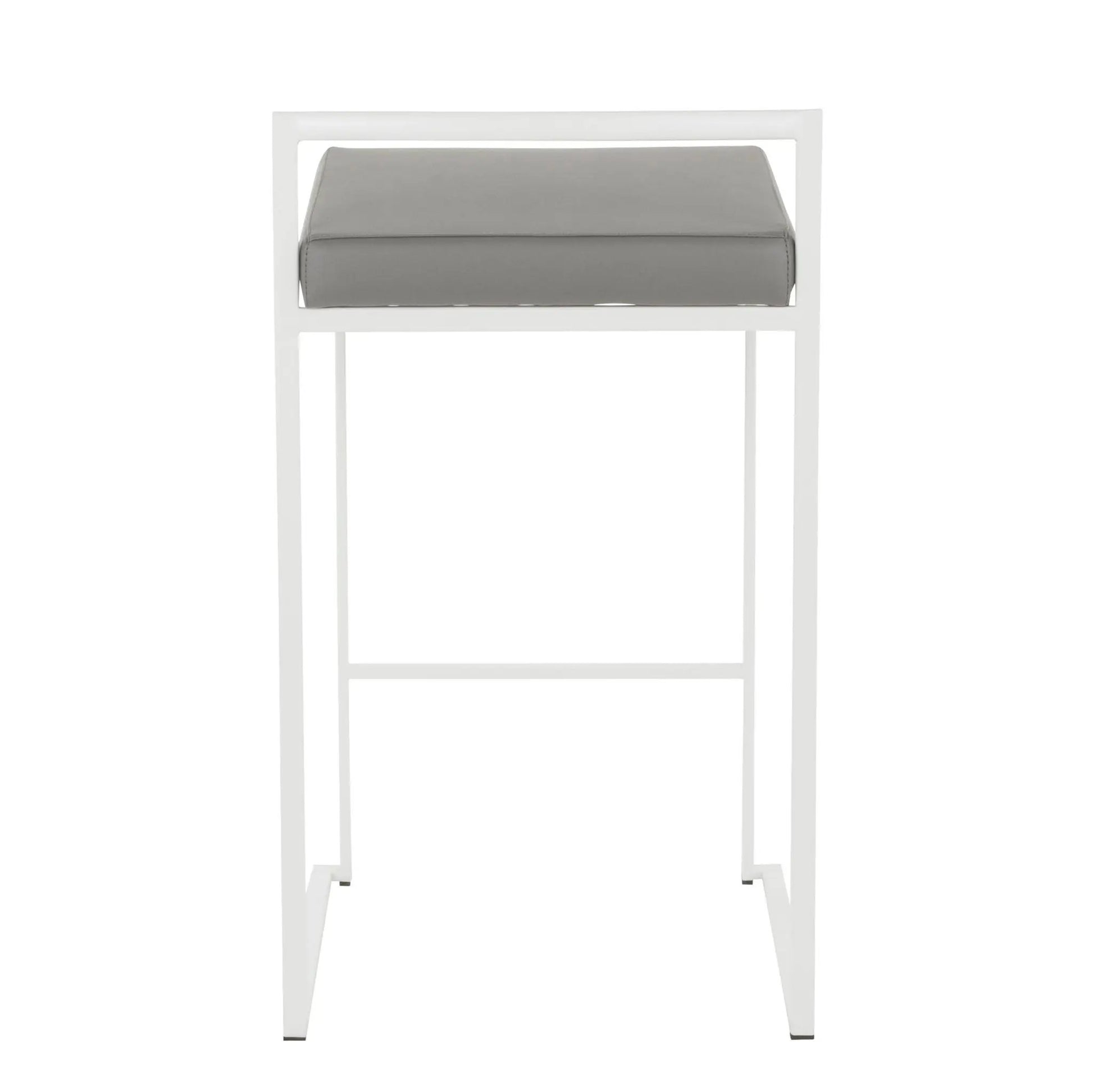 Fuji Simple Elegance Stackable Counter Stool with gray cushion and white frame on Tampa Home & Garden Store