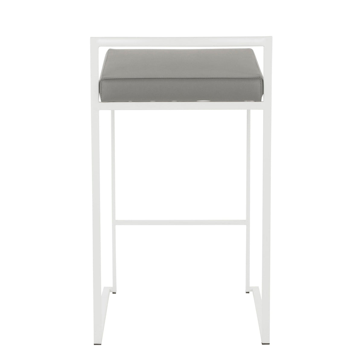 Stackable counter stool padded grey seat with white metal frame by HouseOfZazla on Tampa Home & Garden Store