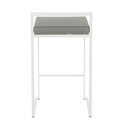 Stackable counter stool padded grey seat with white metal frame by HouseOfZazla on Tampa Home & Garden Store