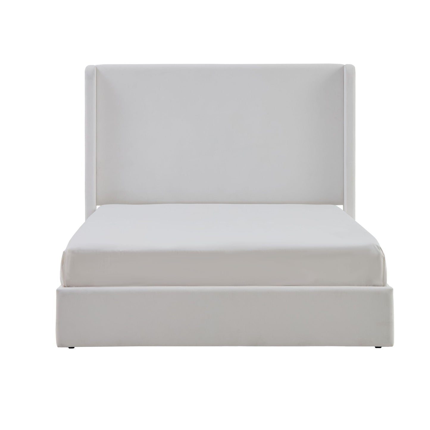 Carmen king size upholstered wingback bed in white with padded headboard and footboard on Tampa Home & Garden Store