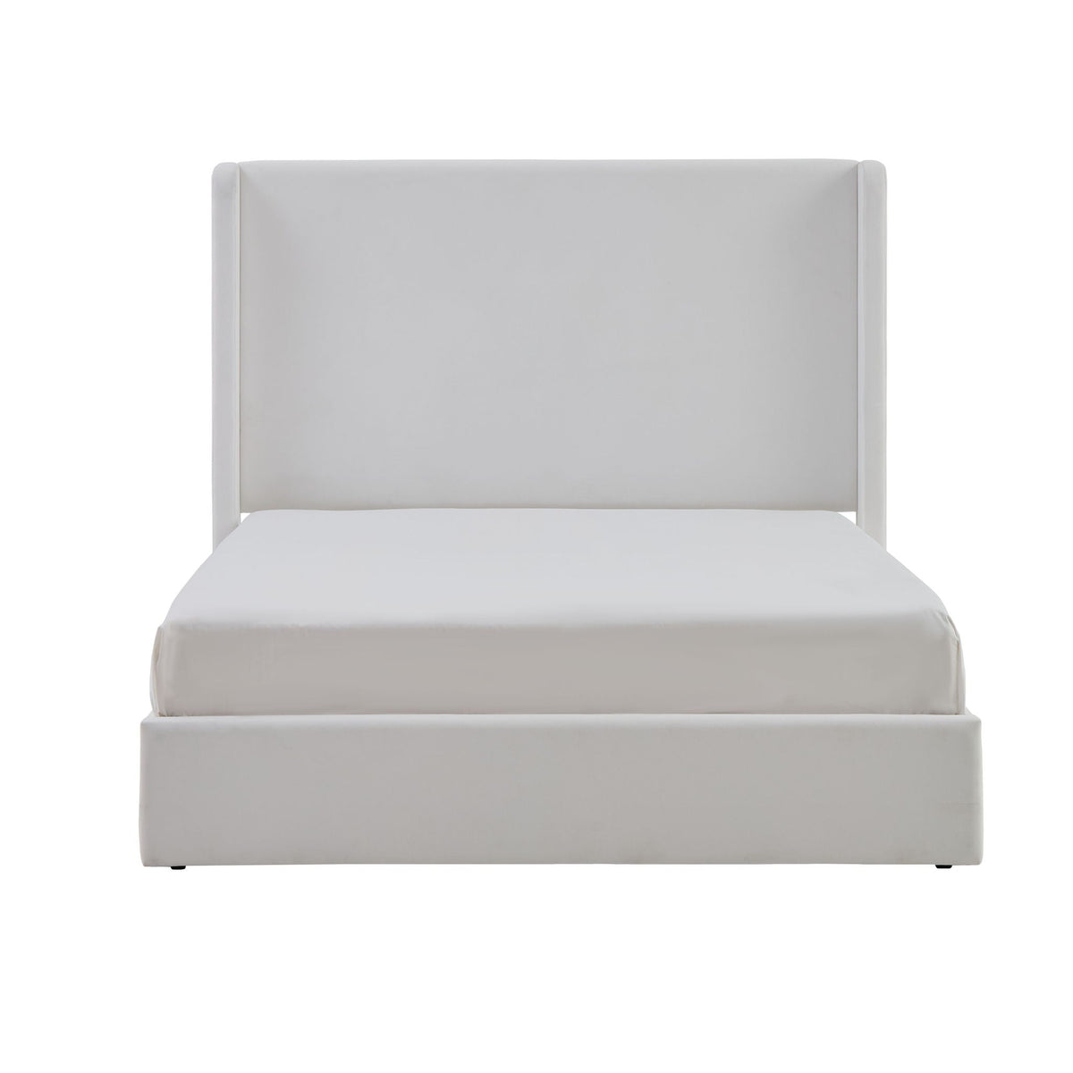 Carmen king size upholstered wingback bed in white with padded headboard and footboard on Tampa Home & Garden Store