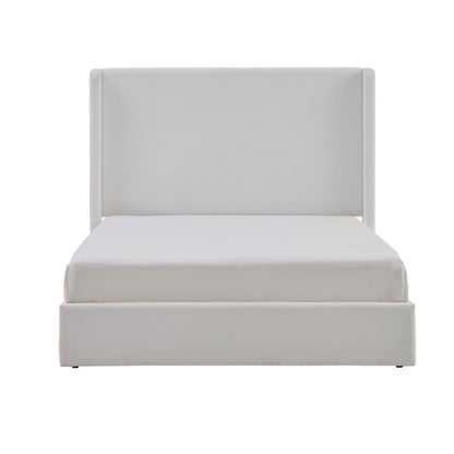 Carmen king size upholstered wingback bed in white with padded headboard and footboard on Tampa Home & Garden Store