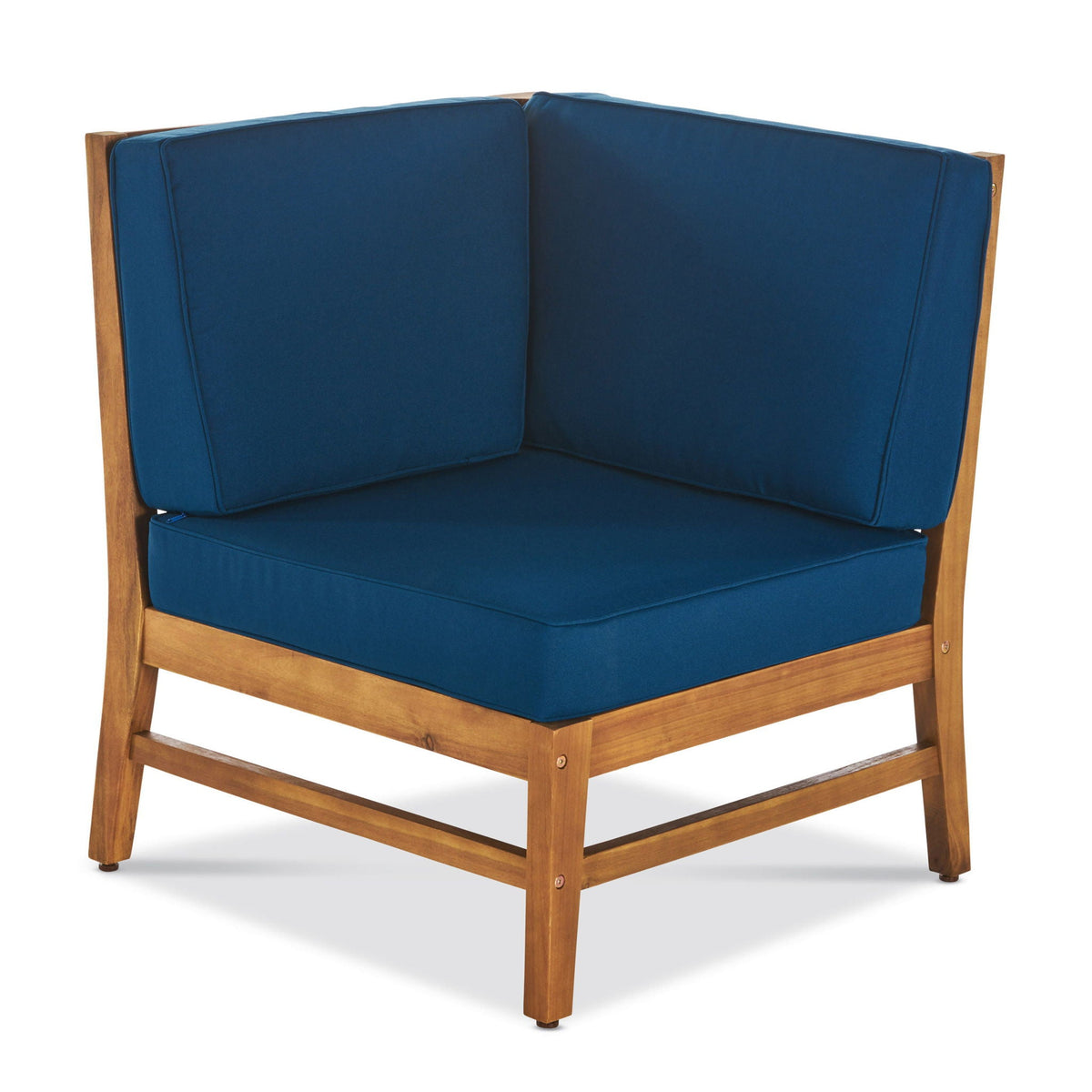 Perla Corner Chair blue water-resistant cushions with wooden frame by HouseOfZazla on Tampa Home & Garden Store