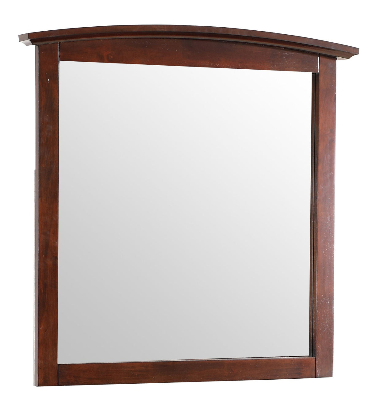 Wall mirror with dark wood veneer frame and curved crown top, full-length design on Tampa Home & Garden Store