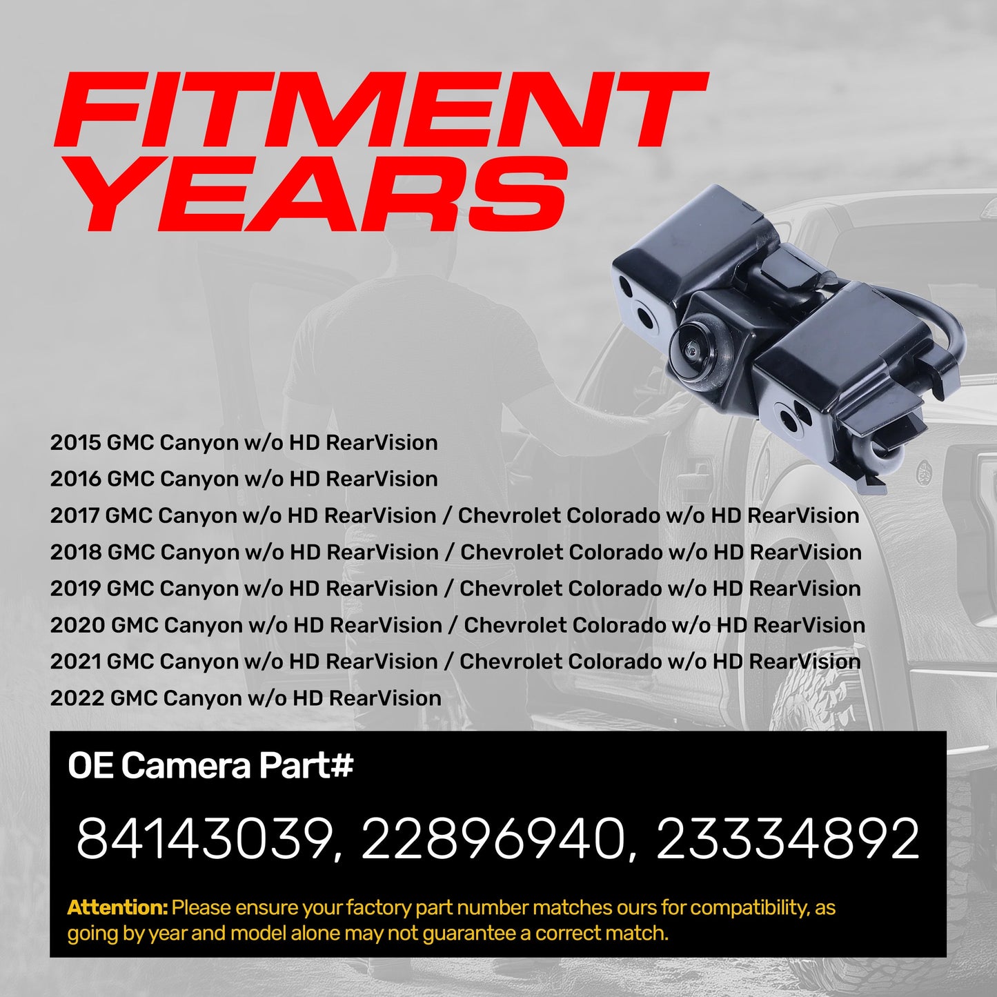 OEM backup camera by Master Tailgaters for GMC Canyon / Chevy Colorado w/o HD RearVision on Tampa Home & Garden Store