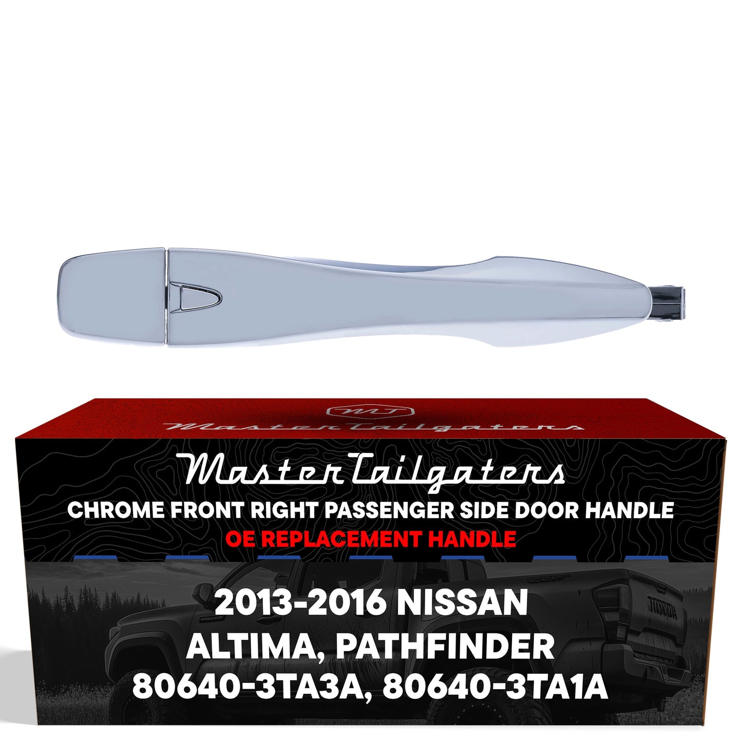 Chrome exterior door handle for Nissan Altima/Pathfinder, RH passenger side w/o keyhole on Tampa Home & Garden Store