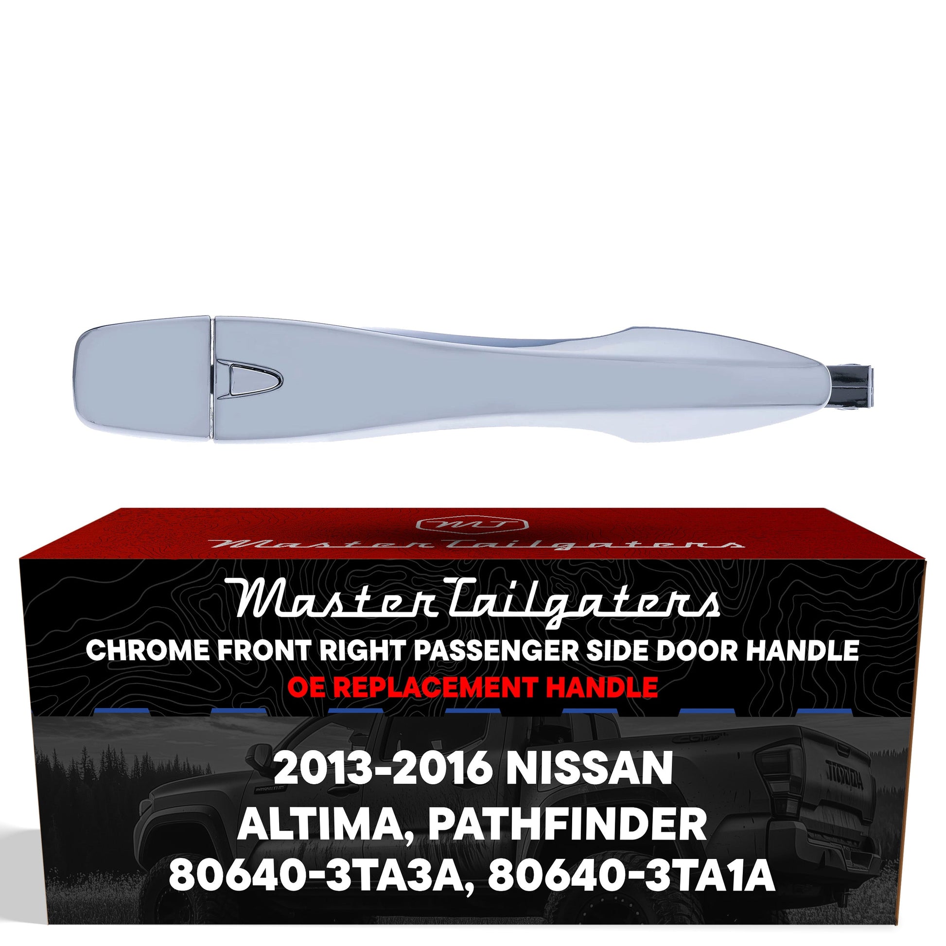 Chrome exterior door handle for Nissan Altima/Pathfinder, RH passenger side w/o keyhole on Tampa Home & Garden Store