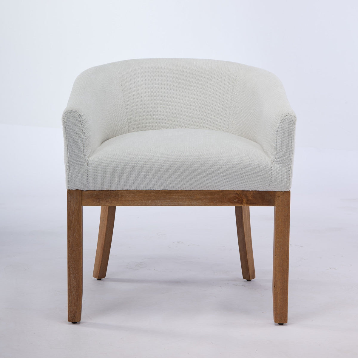 Mid Century Modern upholstered barrel dining chair with arms in beige fabric, HouseOfZazla on Tampa Home & Garden Store