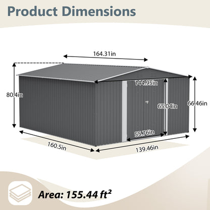 Secure 12X14 Ft Metal Shed For Home And Garden